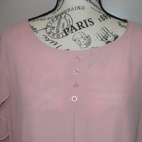 Anggrek Women's New XL Blouse Top Dusty Rose Pink Ruffled Long Sleeves Tags - Picture 2 of 13